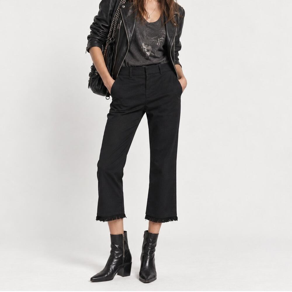 Zadig & Voltaire Women's Fray Cropped Dress Pant in Black size 34